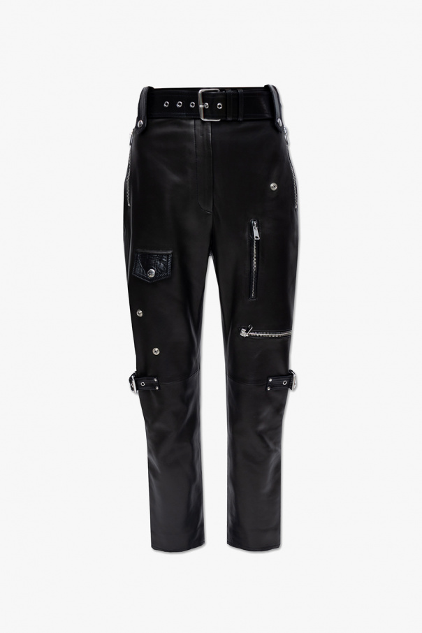 Alexander McQueen レザーパンツ ブラック Alexander McQueen - ⭐️未使用⭐️アレキサンダーマックイーン